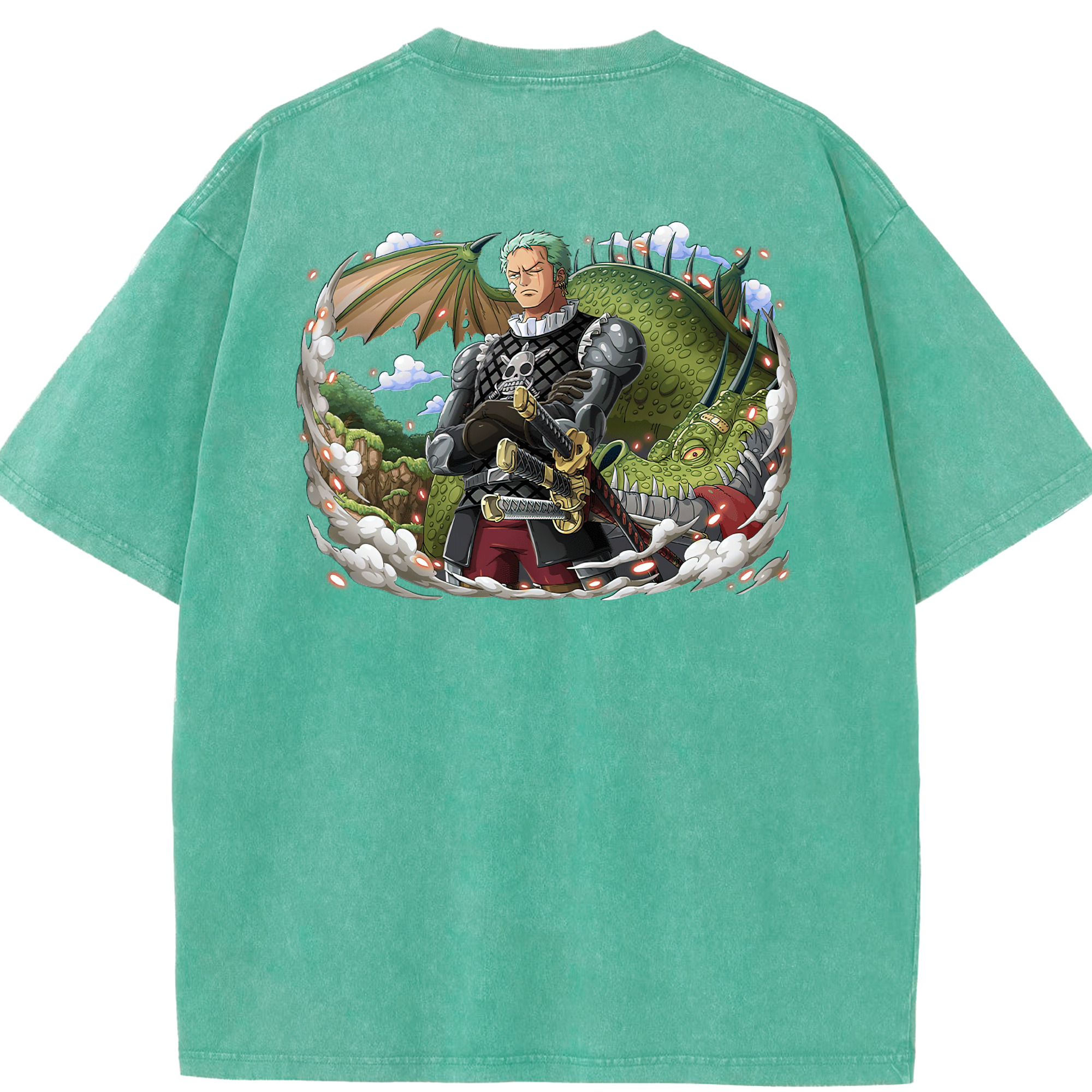 ワンピース ロロノア・ゾロ ONE PIECE Roronoa Zoro 綿100% ヴィンテージ風 半袖Tシャツ（背面プリント）
